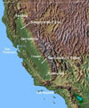캘리포니아의 Central Valley 지역도. 
				<br><br>이 지역은 캘리포니아 남북으로 450마일(720km) 뻗어있는 광활한 농업지역인데 오늘은 그 꼭대기 Redding에서  새크라멘토 바로 아래에 있는 Stockton까지, 즉 Sacramento valley를 타고 내려가는 일정이다.
				Sacramento valley의 연평균 강수량은 500mm, 그에 반해 샌호아킨 밸리(San Joaquin Valley)는 반건조 사막지역이다.